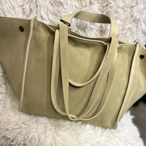 💚💚 NWT- MARGOT NEW YORK Viral JAMEE Double Handle Suede Shoulder Bag Tote💚💚 - Picture 15 of 15